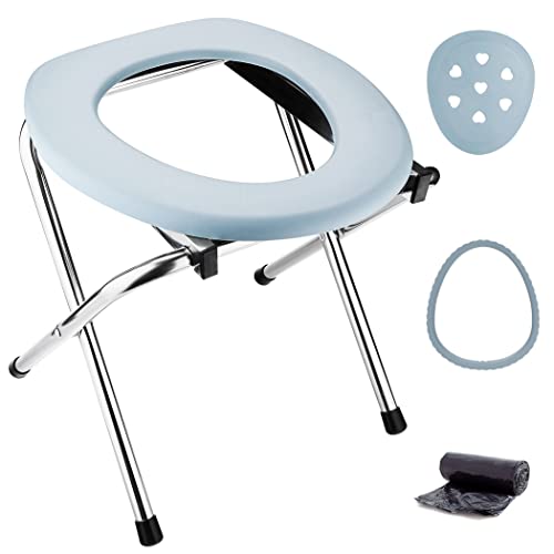 LUMINFLY Outdoor Folding Commode for Camping - Plastic Portable Toilet Kit Seat