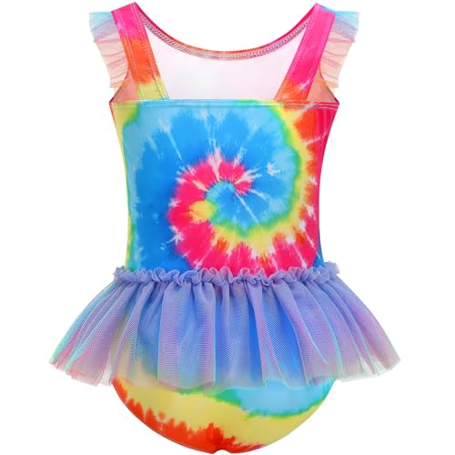 Image of Girls One Piece Swimsuit Colorful Mermaid Bathing Suits Cute Kids Princess Beach Swimwear 2-10 Years