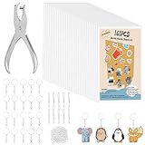 161 Pcs Shrink Paper Keychain Kit,with 30 Pcs Shrinky Plastic Sheets 7.9'x5.7',Hole Punch,Lobster Clasps,Jump Rings DIY Crafts for Adults and Teens