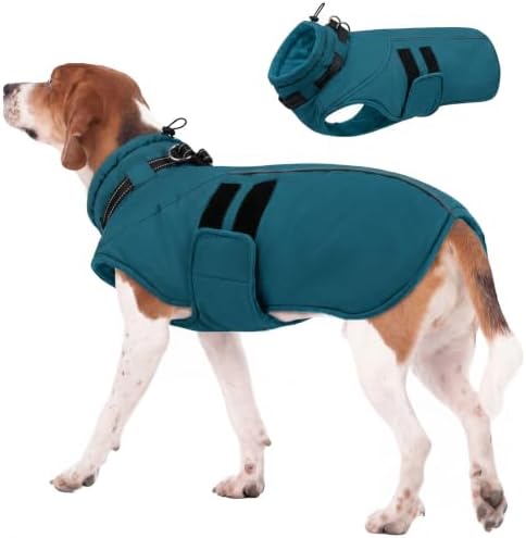 IECOii Winterjacken & Wintermäntel Für Hunde,Warme Hundejacke Winter,Wasserdichter Hundemantel,Verstellbarer Hundemantel Winter,Reflektierende Hundejacke Wasserdicht,Gürtel WinterH