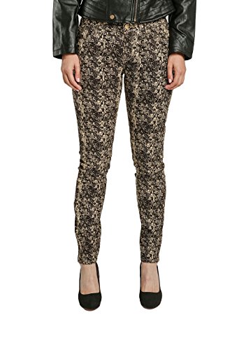Women's Black Stretch Twill Midrise Skinny Jeans Snake Skin Print