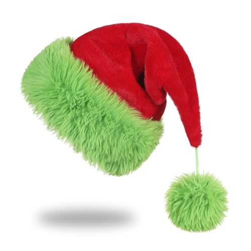 Slsxip Personalized Santa Hat for Adults,Super Soft Plush Christmas Holiday Hat,Xmas New Year Party Headwear (Red)