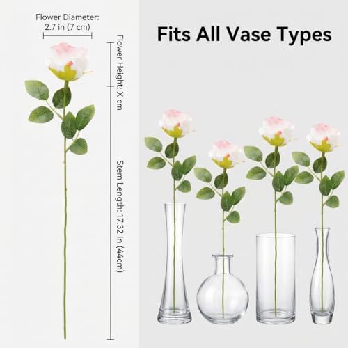 Zestique Rose Pink Artificial Roses Fake Flowers Not Bend The Peduncle with Stems for DIY Wedding Bouquets Bridal Shower Centerpieces Arrangements Tables Decorations 24pcs - Image 5