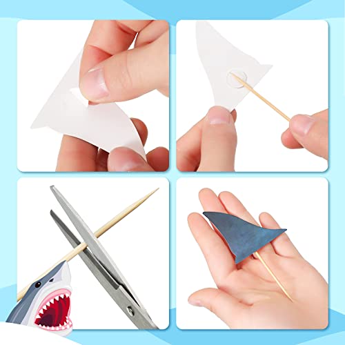 Geyee 18 Pack Shark Cake Toppers for Attack Sea Creatures Decor Shark Figurines Decorations Ocean Theme Cupcake Picks for Birthday Shower Party Favors Supplies