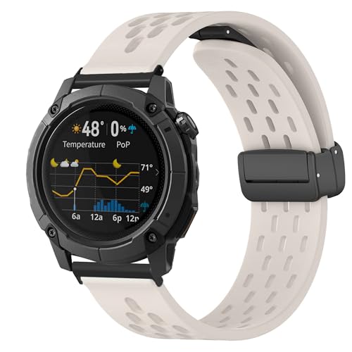 Lamshaw 20mm, 22mm, 24mm Breathable Soft Silicone Magnetic Butterfly Clousure Sport Replacemet Band Straps Compatible with COROS NOMAD Smartwatch (White, 24mm size band)