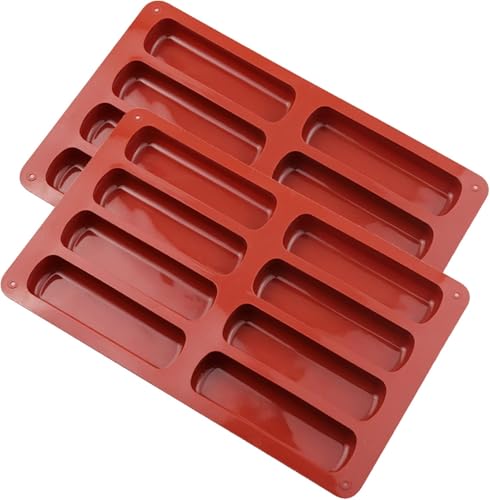 Wzhtuzi 2 barras de cereales para hornear, molde de silicona para chocolate, barra de cereales, molde de silicona con 8 cavidades antiadherentes, molde rectangular para chocolate, mufffi, brownie