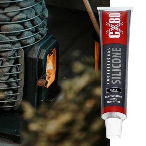 CX80 | Hochtemperatur Silikon schwarz | Dauerelastische Versiegelung für Temperaturen von -65°C bis +380° | Für Bauwesen, KFZ und Industrie | Beständig gegen Öle, Benzin und Fette | 80ml Tube