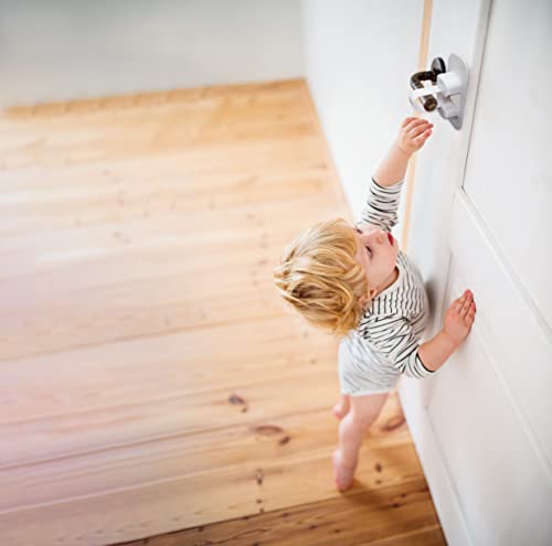Image of Dreambaby Adhesive Lever Door Handle Lock - Child Safety Locks for Doors & Handles - Suitable for Most Lever Door Handles - 2 Pack - White - Model L1481PB