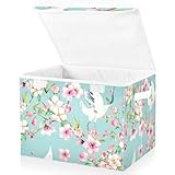 Mnsruu Aufbewahrungsboxen mit Deckel, Kranich blühende Kirsche, großer...