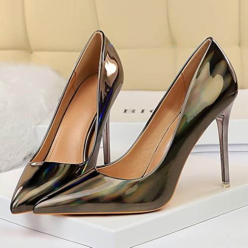 LUXINYU Women Sexy Pointed Toe Heels Elegant Stiletto Shiny Pu Leather Upper Ladies Pumps Party Dress Shoes Comfortable Work Office Shoes2