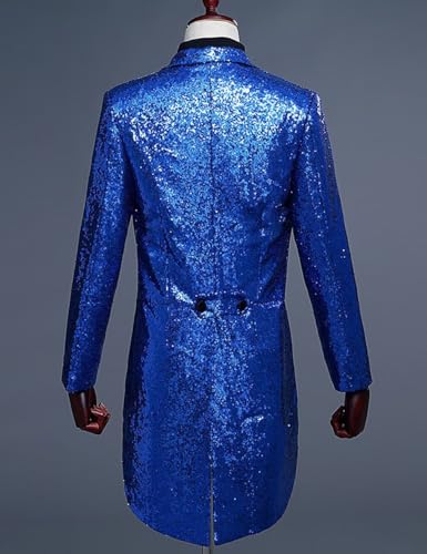 ONAXTDA Men's Sequin Tailcoat Slim Fit Shiny Peak Lapel Party Show Tux Dress Coat for Stage Performance2
