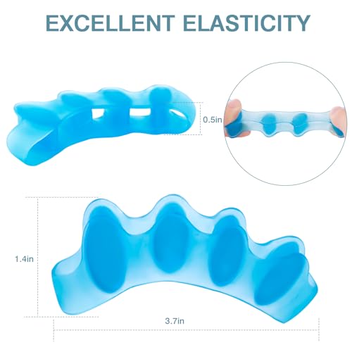 2Pcs Toe Spacers for Women and Men, Toe Separators for Pedicure, Bunion Corrector, Hammer Toe Straightener, Plantar Fasciitis, Toe Spreaders for Foot Pain Relief and Foot Health. (Blue)