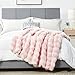 DREAMNINE Decorative Soft Thick Fuzzy Bubble Faux Rabbit Fur Throw Blanket for Couch Sofa, Reversible Plush Warm Fluffy Blankets for Winter, Luxury Cute Cozy Furry Fur Blanket for Bed, 50