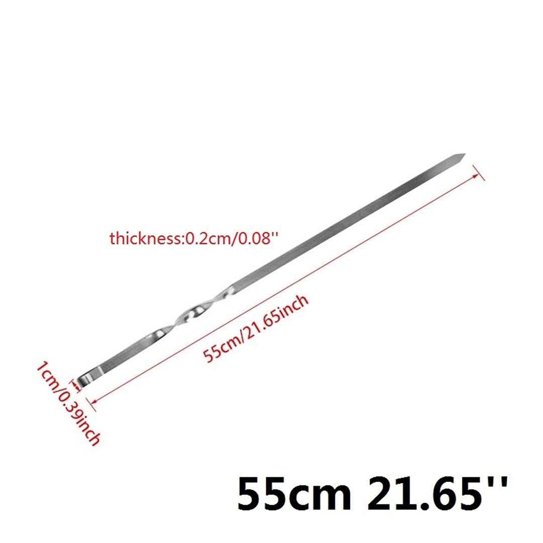 21.6 '' 55 CM Spiedini per Barbecue in Acciaio Inossidabile Barbecue Forchette Set di Aghi Manico Spiedini per Spiedi Piatte Heavy Duty Attrezzi da Campeggio Lunghi (10 Pezzi)