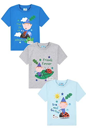 Ben and Holly's Little Kingdom - Paquete de 3 camisetas para niños y niñas, azul, 3-4 años