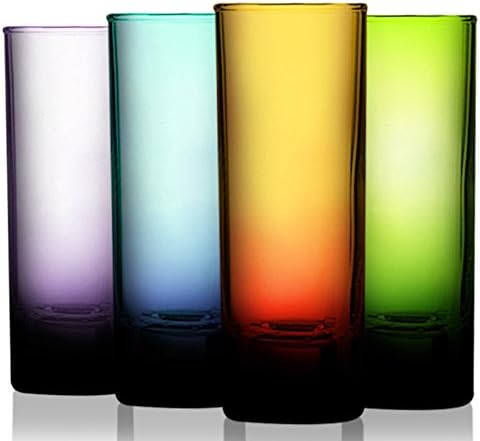 TableTop King Attractive Set of Four (4) Unique Colored Islande Cordial Shot Glassware 2 oz. - Party Drinking Glassware Set