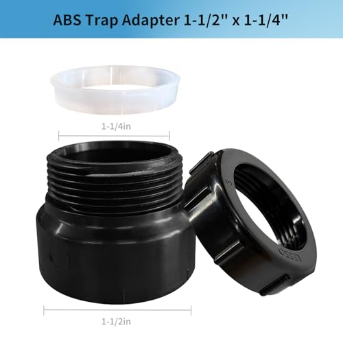 Image of LESSO ABS Trap Adapter, 1-1 /2 x 1-1 /4 Inch ABS Female Pipe Fitting, SCH40 White