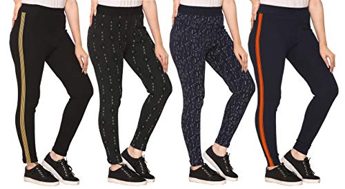 Image of SHAUN Women Free Size (Waist Size-26-34 inch) Stretchable Jegging (Length 37-39 inch Pack of 4)