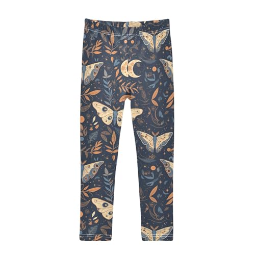 Wusikd Moths Leaves Girls' Leggings Toddler Doodles Moon Kids Yoga Pants Dance Active Tights 4T