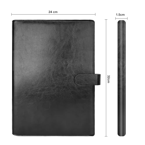 NEWYES Dokumentenmappe A4 mit 30 Klarsichthüllen – Wasserabweisende Präsentationsmappe aus Kunstleder, ideal für Büro, Geschäftsreisen & als Geschenk für Männer – Schwarz