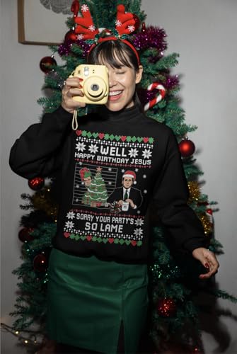 "Well Happy Birthday Jesus Sorry Your Party Is So Lame Michael Scott Ugly Christmas Sweater Sweatshirt4