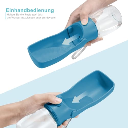 Trinkflasche Hunde für Unterwegs zum Gehen 570ml oder 350ml Hundetrinkflasche für Unterwegs für Welpen Kleine Mittel Große Trinkflasche Hund Hunde Wasser to Go(350ml Dunkelblau)