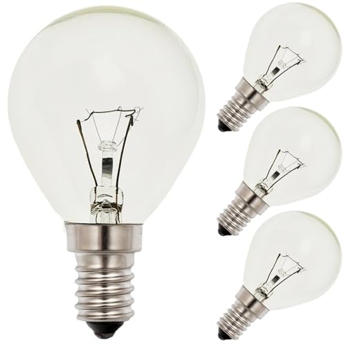 25W E14 Fancy Globe Scentsy Light Bulb Dimmable, SES Small Edison Screw Large Globe Light Bulb 230V Warm White 2700K, 25W E14 Bulb for Scentsy Stamdard Wax Warmers (4-Pack).