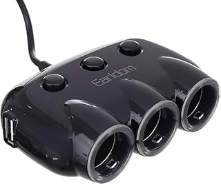 موزع مقبس ولاعة السجائر في السيارة بمنفذي USB، اسود CS1