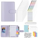 Budget Planner, A6 Budget Binder mit Zip Folien, Ringbuch Ordner Haushaltsbuch mit Geldfächer, Budgetplaner mit Zubehör, Haushaltsplaner Money Organizer Set, Geld Sparen Mappe (Violett)