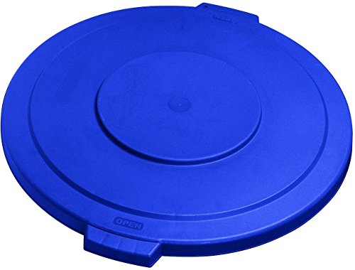 Carlisle FoodService Products 34105614 Bronco Polyethylene Round Lid, 26-1/2" Diameter x 2-1/4" Height, Blue, For 55-Gallon Trash Containers (Case of 2)