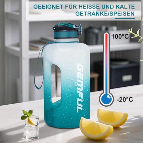 GEMFUL 2.2L Sport-Trinkbehälter mit Strohhalm, Motivations-Wasserkanne – Ansicht 4
