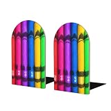 Colored Crayons Wood Decorate Bookshelves,Fancy Modern Decorative Book Accessories to Hold Books Firmly On Bookshelf 1 Pair in Pack