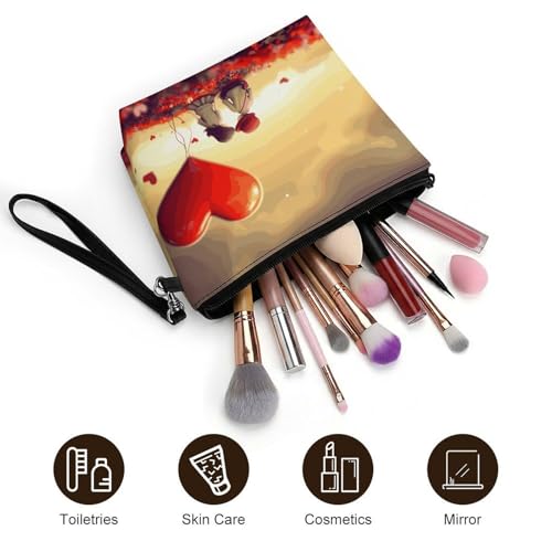 Bolsa de maquillaje Love Couple de piel sintética con cremallera y acabados de alta calidad 5