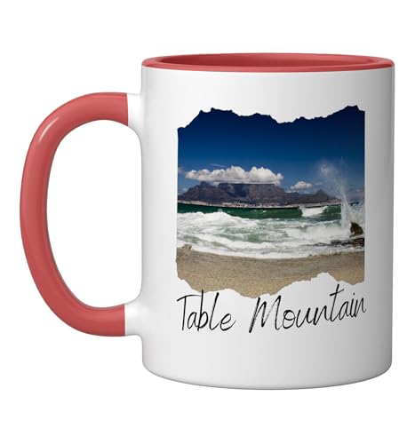 Cape Town Souvenir Cape Town Table Mountain Ceramic Mug, Red/White