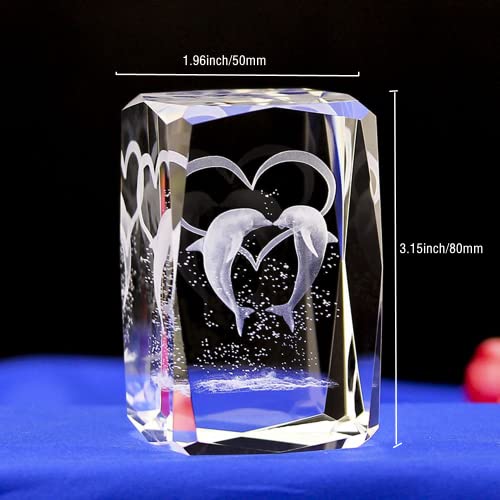 Natureman 3D Laser Crystal With Gift Box, 50X80Mm Crystal Paperweight, Unique Anniversary Birthday Christmas Valentines Wedding Giftl (Dolphin) #TOP1