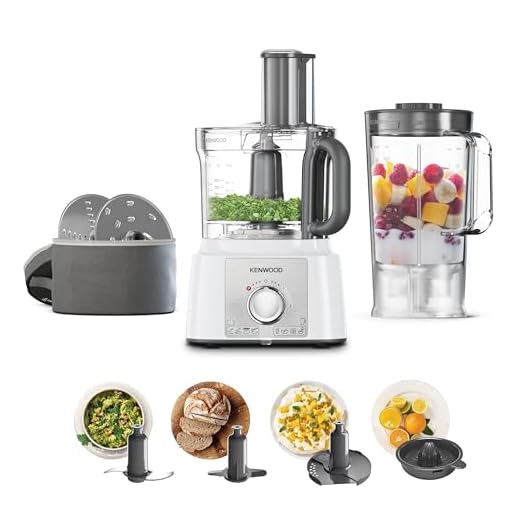 Kenwood MultiPro Express FDP65.450 WH - Procesador de Alimentos (1000 W, bol de 3 L, batidora de vaso de 1.5 L, exprimidor, accesorios de corte)