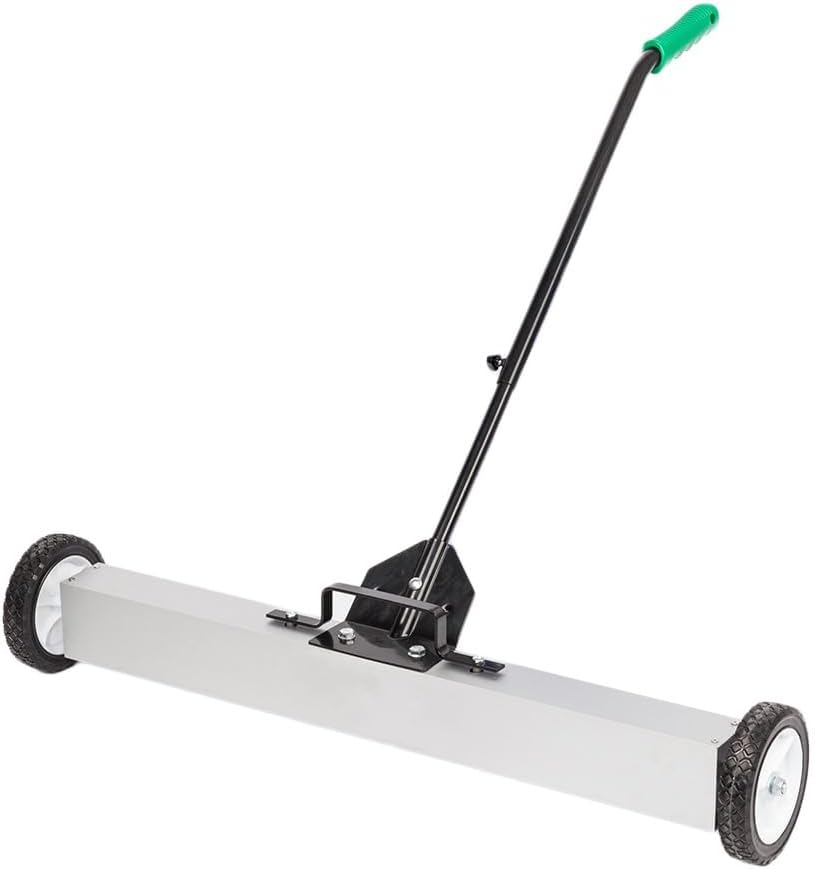 LEADZM 36-Inch Rolling Magnetic Pick-Up Sweeper with Wheels, with Quick Release Latch and Adjustable Long Handle, for Nails Needles Screws Collection, Great for Yard Grass Carpet and Concrete Floor