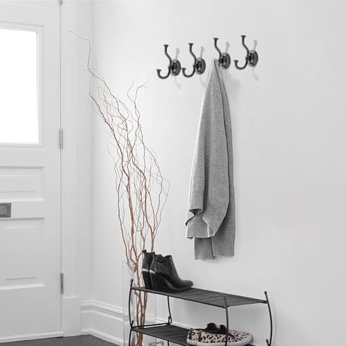 khtumeware 3 Pack 4-1/2 inch Zinc Alloy Oil Rubbed Bronze Large Coat Hooks Suitable for Tile, Wood Board, Glass Walls, Bathroom, Entrance Hall, Kitchen, Multi-Functional Venetian Robe Hooks by khtumeware - Used condition - Image 5