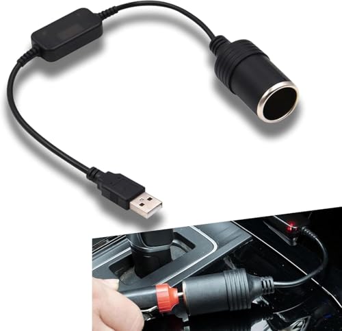 Image of BKN 5V USB a Male to 12V Car Cigarette Lighter Socket Female Converter Cable USB 5V to 12V Power Bank Adapter GPS Socket Wired for Dash Cam, GPS, LED Light Strips, Car Purifier