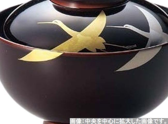 J-kitchens お椀 箔鶴蒔絵 雑煮椀 総朱 （1客) 12.8cm 漆塗り