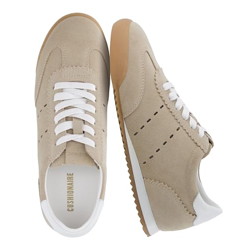 Image of CUSHIONAIRE Topcat Genuine Leather Suede Sneakers for Women, Lightweight Everyday Casual Womens Shoes with Retro Style and Cushioned Comfort