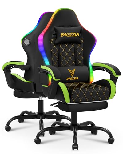 Bigzzia Gaming Stuhl LED, Ergonomischer Gaming Chair mit...