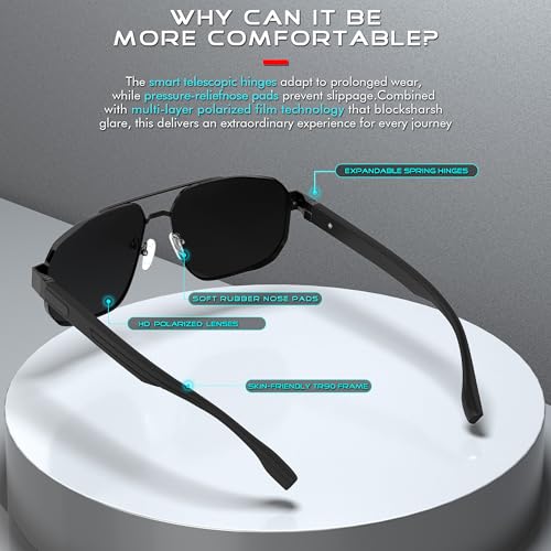 ATTCL Polarized Sunglasses for Men, Mens Sunglasses for Driving, Fishing, Golf, Pilot Square Metal Frame, UV4004