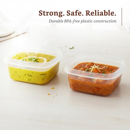 Image of Amazon Brand - Solimo Modular Plastic Storage Container Set | Airtight Lid | BPA-Free Plastic | Microwave, Freezer & Dishwasher Safe | Kitchen & Pantry Storage | 600ml & 1400ml | Set of 8