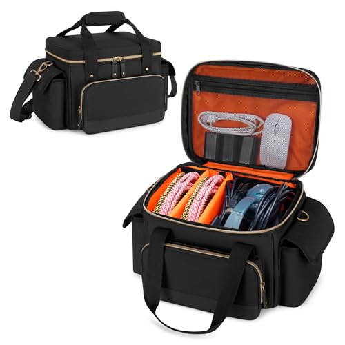 Damero DJ Cable File Bag with Detachable Dividers, Small Gig Cable Bag for Cords, DJ Gear, Sound...