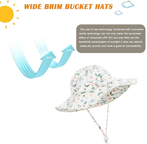 Baby Girl Sun Hat Summer Beach Hats With Upf 50+ Toddler Infant With Wide Brim Strap Outdoor Bucket Hat #TOP2