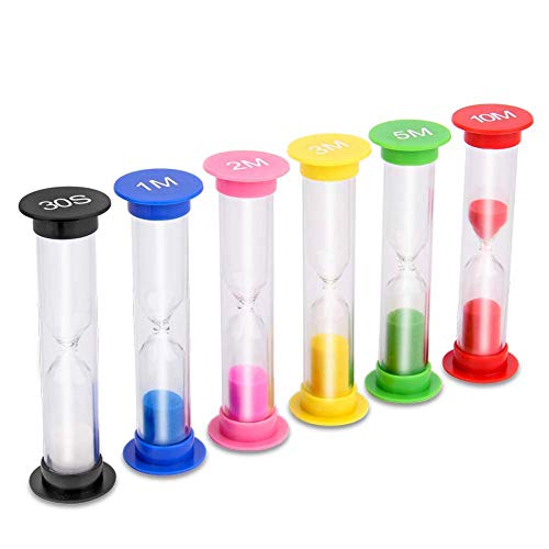 image for Sand Timer, KISEER 6 Pcs Colorful Hourglass Sandglass Sand Clock Timer