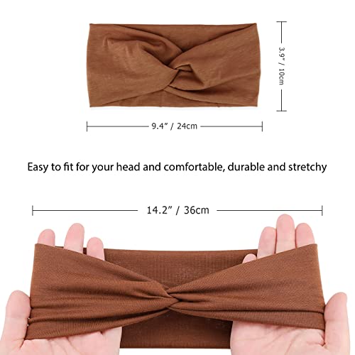 Image of DRESHOW 8 Pack Headbands for Women Yoga Knotted Headbands Elastic Criss Cross Hair Accessories Sports Head Wrap Non Slip