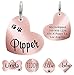 Ultra Joys Dog Tag, Custom Dog Tag, Personalized Pet ID Tag Brushed Stainless Steel Heart Dog Tag Rose Gold Small