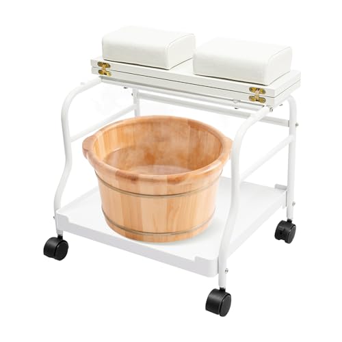 39.7 Lbs Capacity Pedicure Cart, Beauty Salon Nail Or Foot Bath Spa Portable Trolley, Manicure Funiture Massage Table Salon Supplies with 4 Plastic Universal Silent Wheels for Beauty Parlors